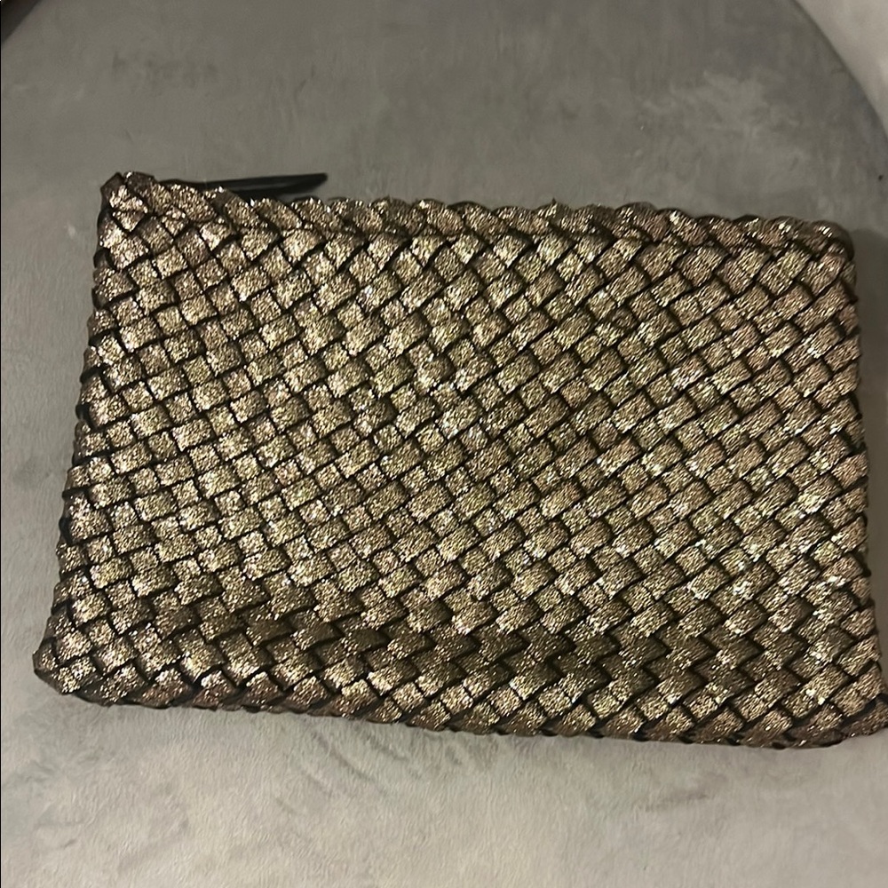 Chic Woven Metallic Clutch